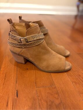 Lucky Brand | “Braxley” Leather Peep Toe Ankle Heeled Booties